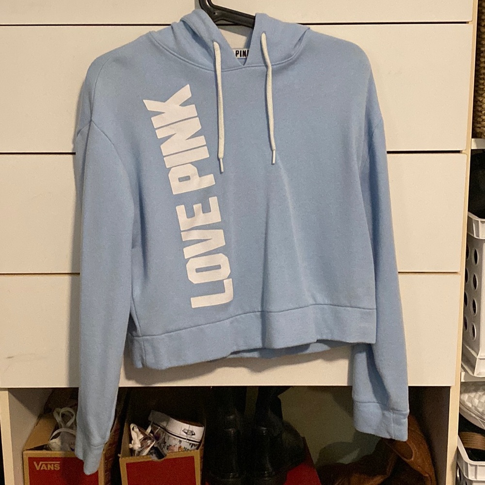 Baby blue hooded sweatshirt